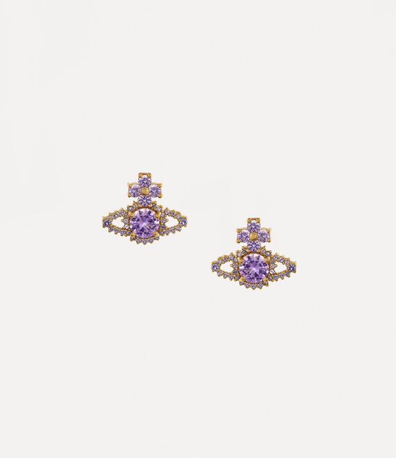 Vivienne Westwood Valentina Orb Earrings in GOLD/LAVENDER,BLUE CZ